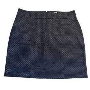 NEW Ann Taylor Skirt Sz 8 Navy Blue White Polka Dot Mini Cotton Spandex Classic